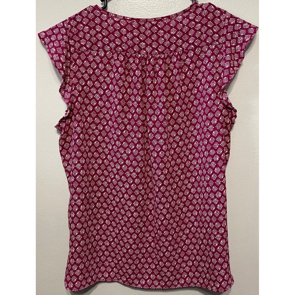 LOFT Petites Raspberry Ruffle Sleeve Blouse MP Chic & Feminine! - Picture 4 of 6